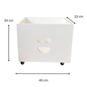 Ver imagem 2 de Baú Organizador Infantil para Brinquedos com Rodinhas – Mdf Branco (sorriso)