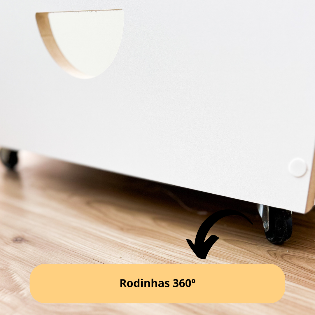 Baú Organizador de Brinquedo com Rodinhas Branco Mdf Sorriso - 4