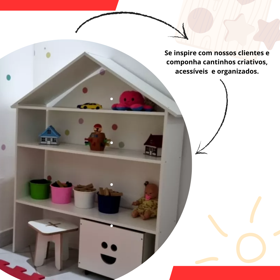 Baú Organizador de Brinquedo com Rodinhas Branco Mdf Sorriso - 8