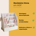Ver imagem 2 de Estante Infantil Branca Livreiro Montessori Porta Livros e Revisteiro de MDF - Hanna