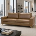 Ver imagem 3 de Sofá 3 Lugares para Sala Living 240cm Pés Madeira Blossom L06 Couro Amêndoa - Lyam Decor