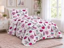 Ver imagem 1 de Kit Colcha Infantil Meninas Dupla Face Solteiro 160x240cm - Eiffel