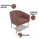 Ver imagem 3 de Cadeira Sala de Jantar Pé de Ferro Dourado Kit 2 Stella Veludo D03 - D'Rossi