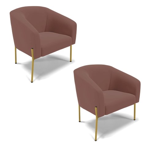 Cadeira Sala de Jantar Pé de Ferro Dourado Kit 2 Stella Veludo D03 - D'Rossi