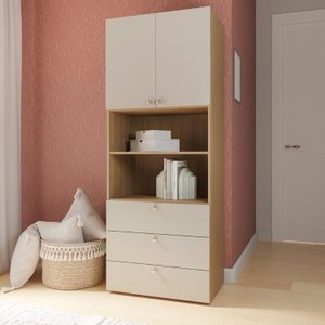 Módulo 70x180 2 Portas 1 Kit Prateleira 3 Gavetas Frame CabeCasa MadeiraMadeira