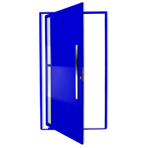 Porta Pivotante Alumínio Lambril Visione c/Puxador D.Azul 120 Brimak