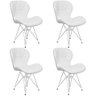 Kit 4 Cadeiras Charles Eames Slim Eiffel Base Metal Cromado - Branco - 1
