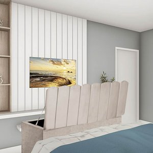 Calçadeira Baú Recamier King 190CM Alanis Suede Bege - D A DECOR