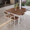 Ver imagem 1 de Conjunto Mesa de Jantar Retangular 4 Cadeiras Imbuia Riviera Industrial Branco