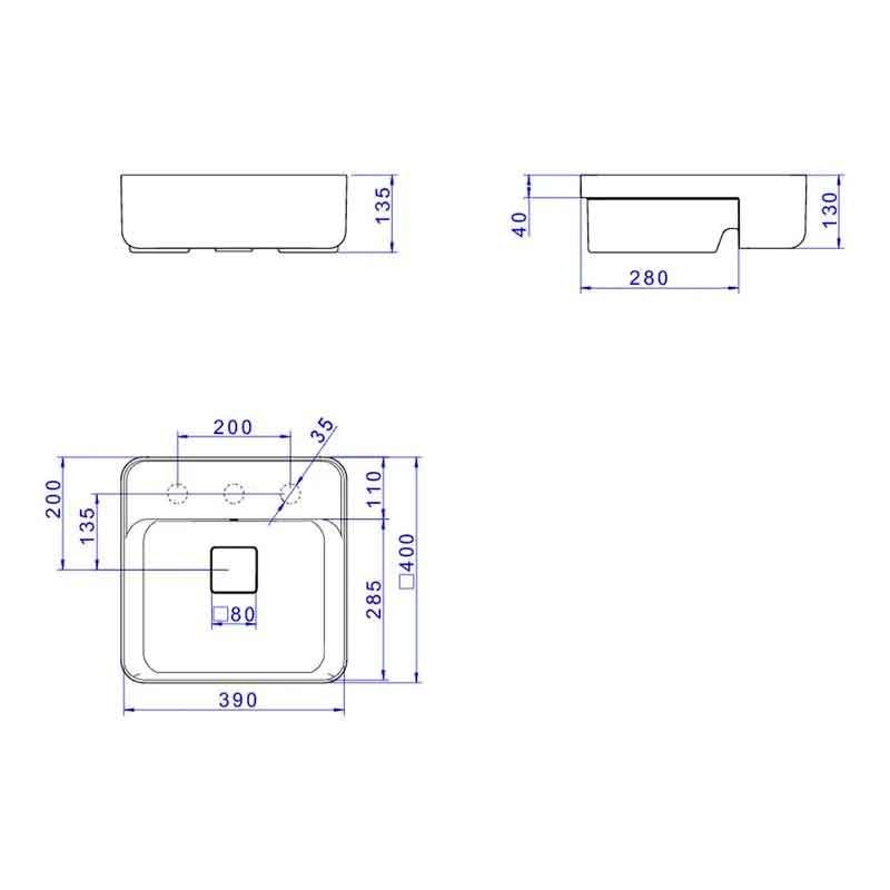 Cuba Slim Branco Semiencaixe Quadrada Mesa 40,0x40,0x13,5 Cm - Deca Deca Loucas - 4