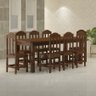 Conjunto Mesa Safira Em Madeira Maciça 220x88 Com 8 Cadeiras Castanho Nemargi - 1