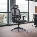 Ver imagem 1 de Cadeira de Escritório Diretor King Mesh Base Nylon Giratória com Ajuste e Apoio para Cabeça Preta