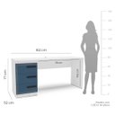 Ver imagem 3 de Mesa Escrivaninha Valência Home Office 3 Gavetas 163x77cm Azul/Branco 250693
