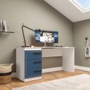 Ver imagem 1 de Mesa Escrivaninha Valência Home Office 3 Gavetas 163x77cm Azul/Branco 250693