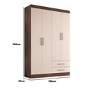 Ver imagem 3 de Guarda-Roupa Solteiro 4 Portas 2 Gav Branco Kioto