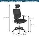 Ver imagem 4 de Cadeira Escritório Giratória Nr-17 Presidente Atenas Or Design Tela Mesh Preto Base Rodizio Nylon