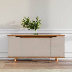 Balcão Buffet Grace Versátile com 4 Portas 1,60 Off-white/cedro