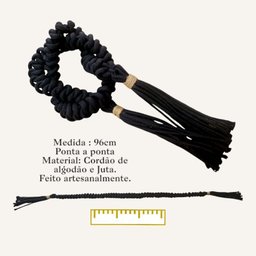 Colar Decorativo Laço de Algodão Ornamento para Mesa Preto - 2