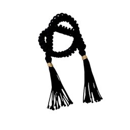 Colar Decorativo Laço de Algodão Ornamento para Mesa Preto - 1