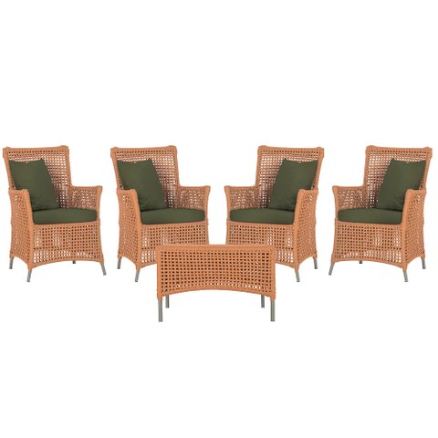 4 Poltronas e 1 Mesa Igapó em Alumínio Pintura Fendi Corda Náutica Estofado 13