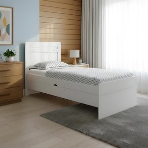 Cama Baú Solteiro Branco 4 Repartições Internas