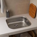 Ver imagem 3 de Tanque de Encaixe Tramontina 40x35cm Aço Inox Escovado com Tábua de Madeira 19l Hera Compact