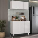 Ver imagem 2 de Kit Armário de Cozinha Aéreo e Balcão 3 Portas Retrô Multimóveis Mp2168 Branco