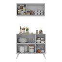 Ver imagem 4 de Kit Armário de Cozinha Aéreo e Balcão 3 Portas Retrô Multimóveis Mp2168 Branco