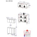Ver imagem 3 de Kit Armário de Cozinha Aéreo e Balcão 3 Portas Retrô Multimóveis Mp2168 Branco