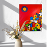 Mini Quadro  Decorativo Pintado a mão de Paisagem Urbana 30x25cm - 1