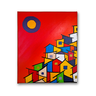 Mini Quadro  Decorativo Pintado a mão de Paisagem Urbana 30x25cm - 3