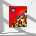 Ver imagem 2 de Mini Quadro Decorativo Pintado a mão de Paisagem Urbana 30x25cm