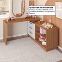 Ver imagem 4 de Penteadeira com Cômoda com 3 Gavetas e 2 Nichos American Marrom/Freijó com Branco
