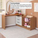 Ver mais imagens de Penteadeira com Cômoda com 3 Gavetas e 2 Nichos American Marrom/Freijó com Branco