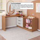Ver mais imagens de Penteadeira com Cômoda com 3 Gavetas e 2 Nichos American Marrom/Freijó com Branco