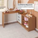 Ver imagem 4 de Penteadeira com Cômoda com 3 Gavetas e 2 Nichos American Marrom/Freijó com Branco