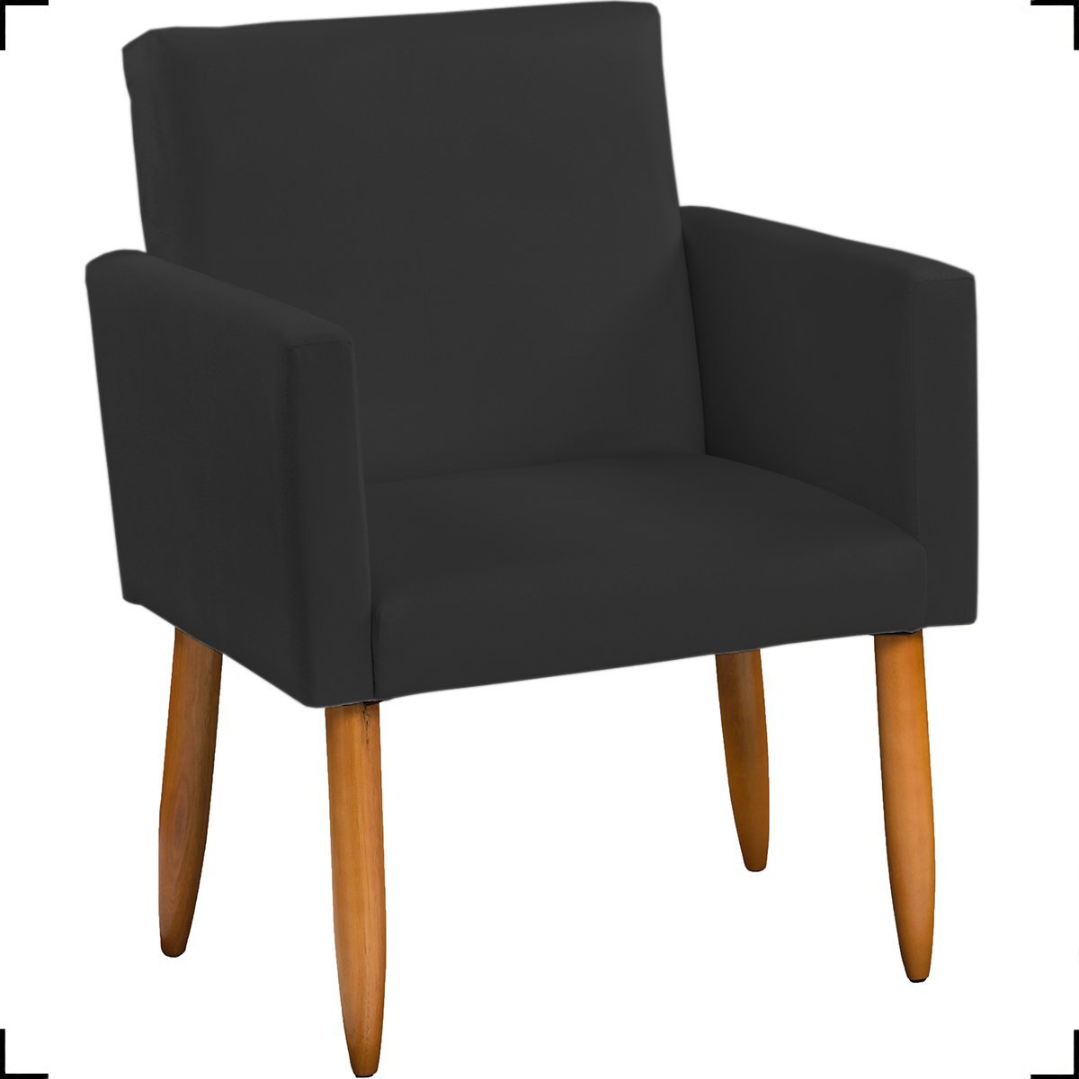 Poltrona Decorativa Cadeira Reforçada Para Sala E Recepção Escritório Suede Cores Pé Castanho - 2