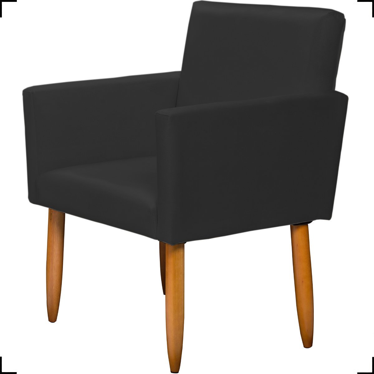 Poltrona Decorativa Cadeira Reforçada Para Sala E Recepção Escritório Suede Cores Pé Castanho - 3