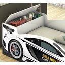 Ver imagem 2 de Cama Infantil Carro Baú Quarto Criança Montessoriana Grade Conforto Proteção com Colchão Cor Branco