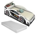 Ver imagem 1 de Cama Infantil Carro Baú Quarto Criança Montessoriana Grade Conforto Proteção com Colchão Cor Branco