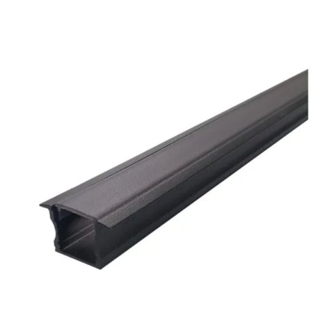 Perfil Embutir Para Fita Led 2 Metros Preto Difusor Fumê