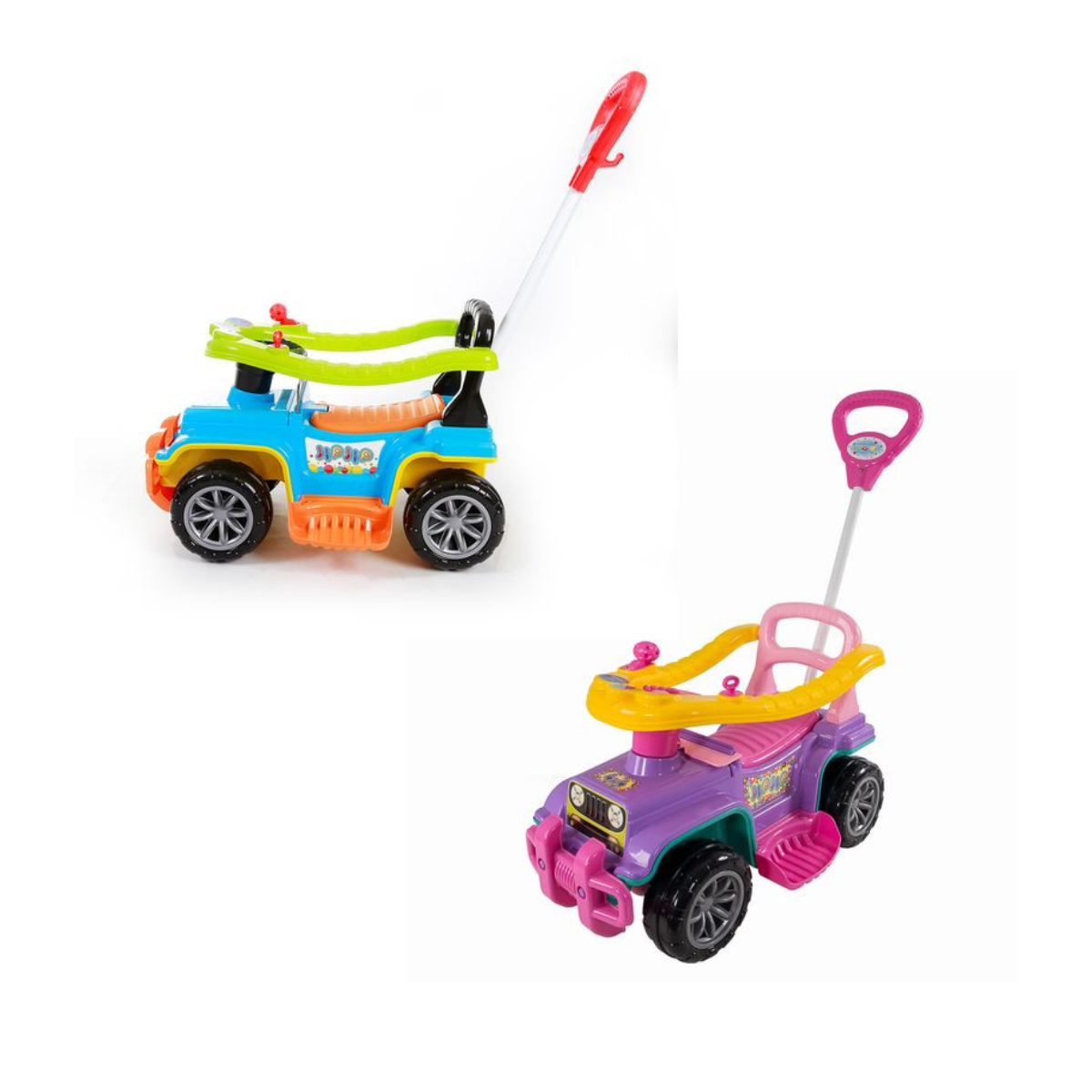 Carrinho de Brinquedo Jip Jip Infantil Empurrador com Buzina:colorido