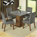 Ver imagem 1 de Conj. Mesa Tampo de Vidro 4 Cadeiras Rustic/cinza/silver