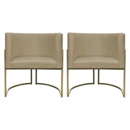 Kit 2 Poltronas Decorativa Recepção Luna Suede Cores Base de Ferro Champagne - 1