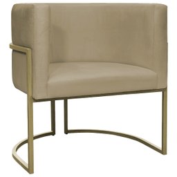 Kit 2 Poltronas Decorativa Recepção Luna Suede Cores Base de Ferro Champagne - 6