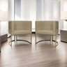 Kit 2 Poltronas Decorativa Recepção Luna Suede Cores Base de Ferro Champagne - 2