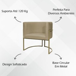 Kit 2 Poltronas Decorativa Recepção Luna Suede Cores Base de Ferro Champagne - 3