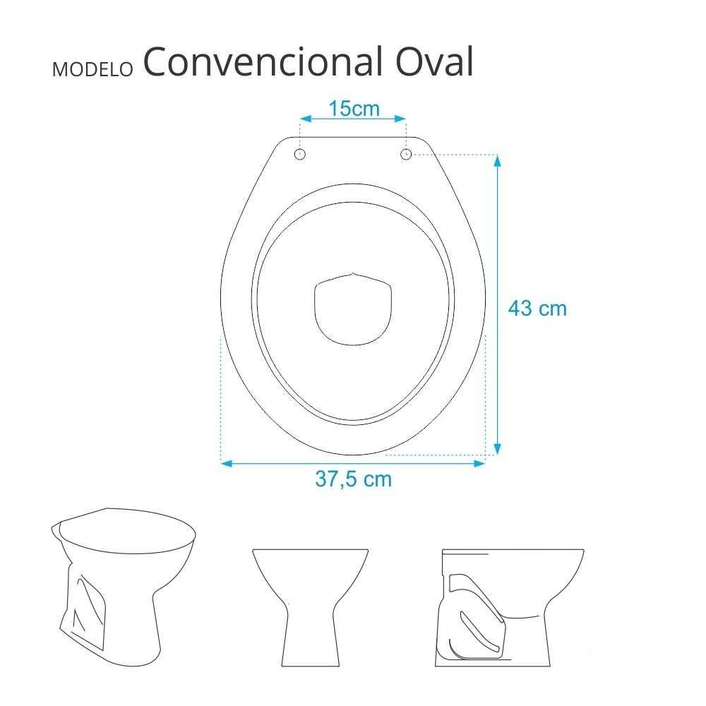 Assento Sanitário Poliéster Antibacteriano Convencional Oval Universal Branco - 4