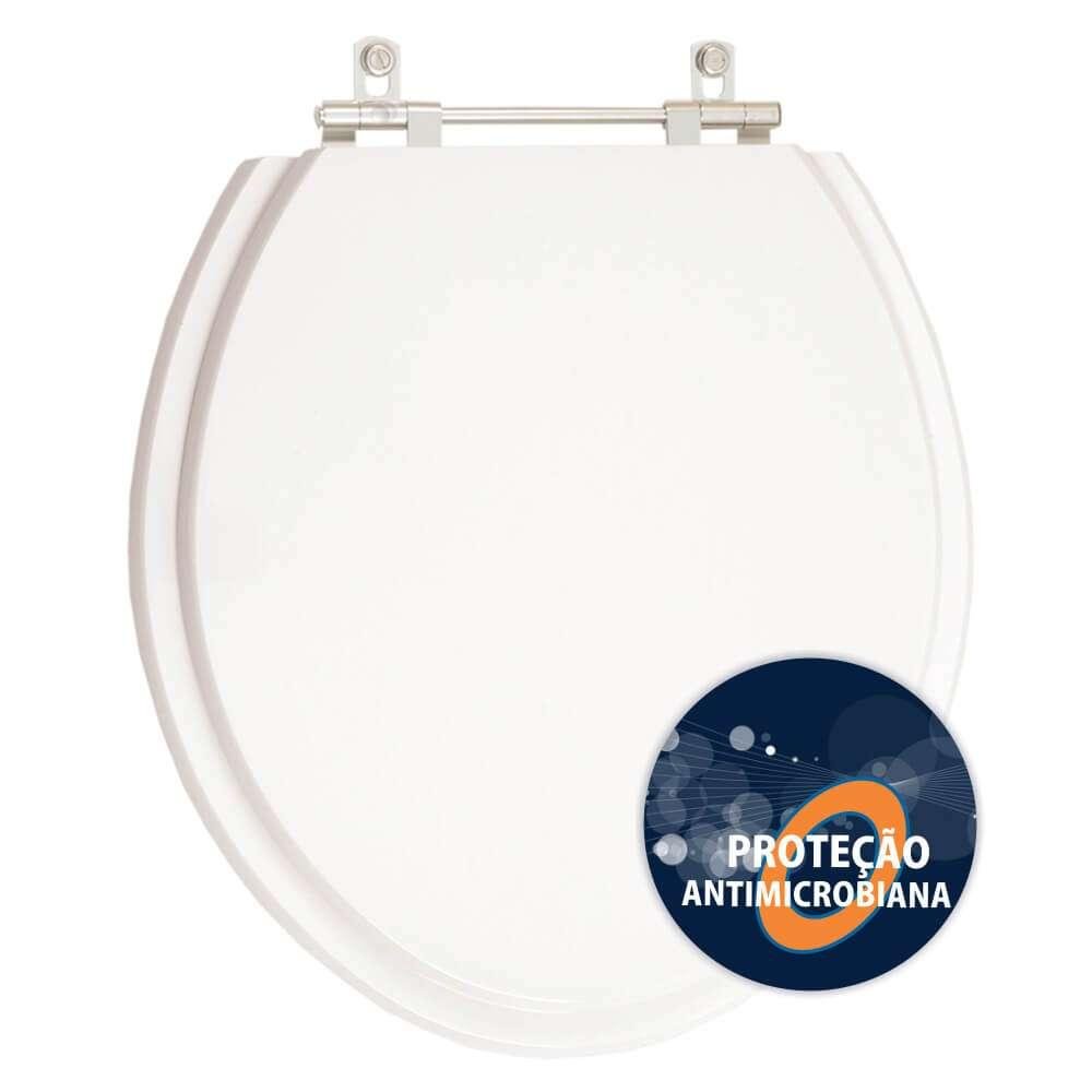 Assento Sanitário Poliéster Antibacteriano Convencional Oval Universal Branco - 1