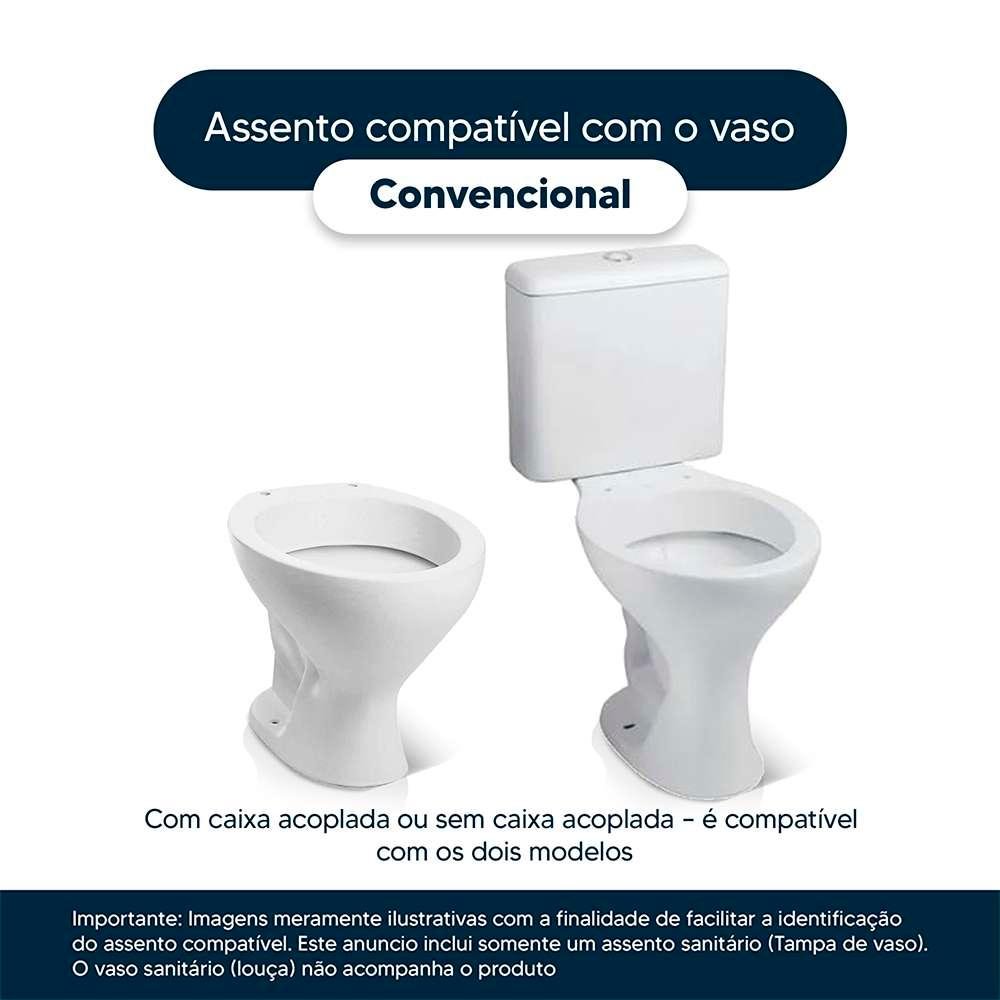 Assento Sanitário Poliéster Antibacteriano Convencional Oval Universal Branco - 5